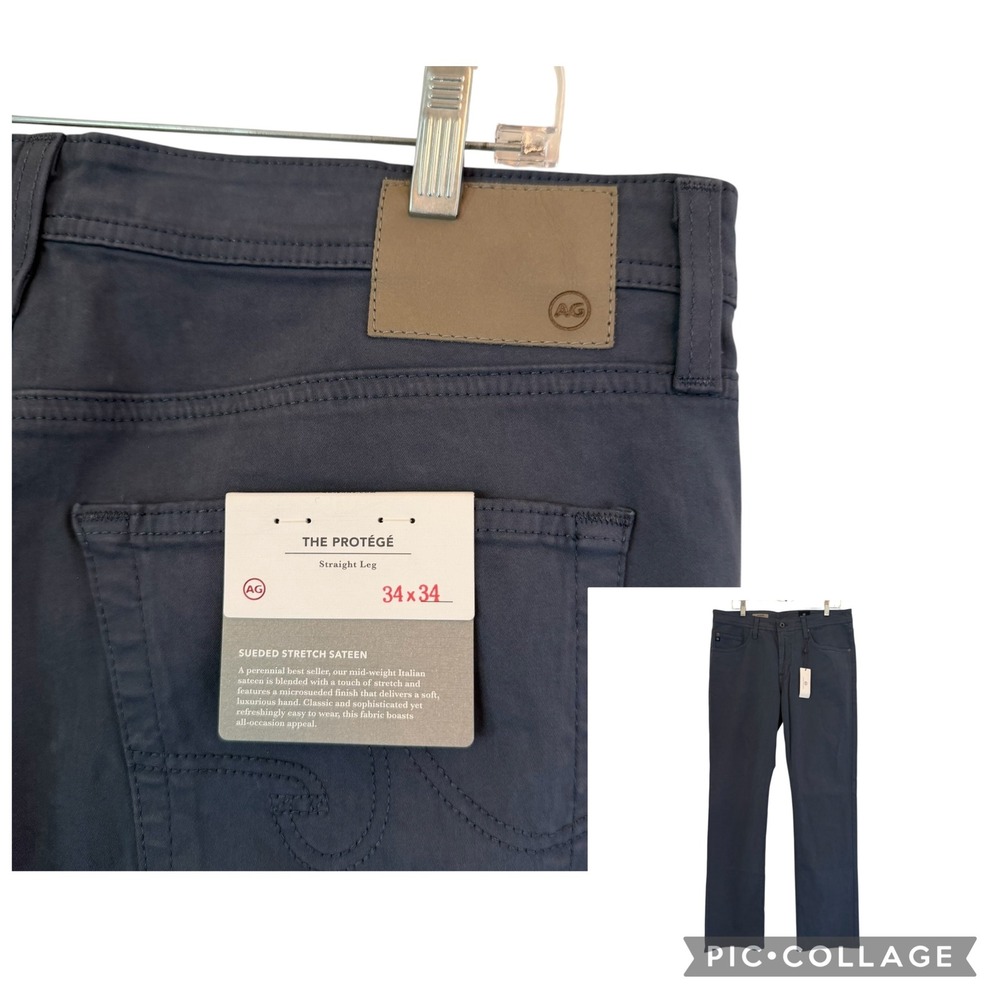 AG Adriano Goldschmied Protege Straight Leg Pants 34x34 Sueded NEW Grey Blue